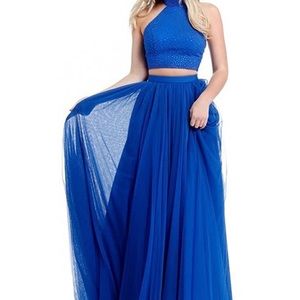 Two piece blue Sherri Hill Prom Dress